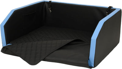 Autohundebett Reisebett Hundebett für Kofferraum Transportsystem 100x70cm (Farbe: schwarz, blau), sc