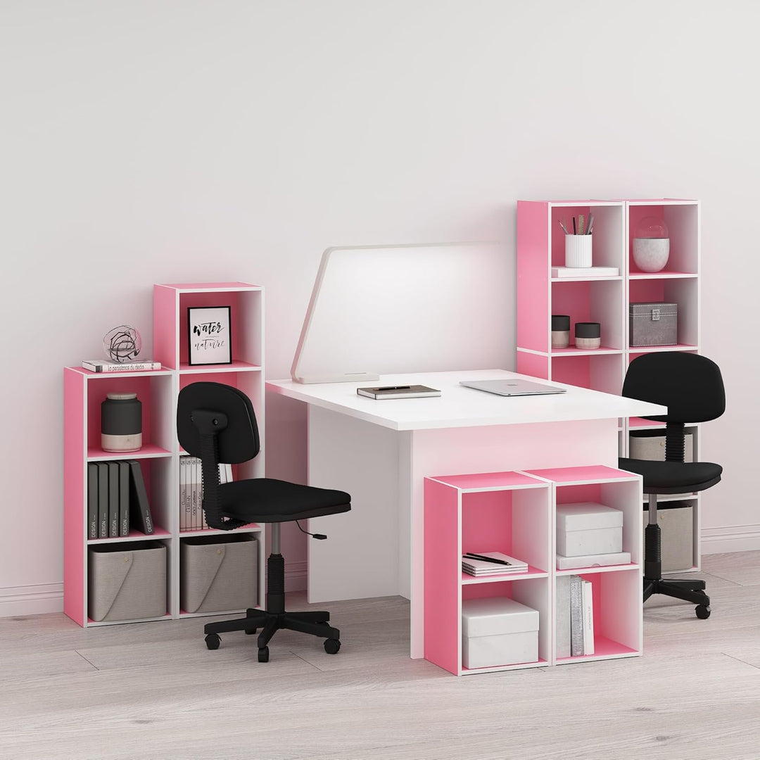 Furinno Luder Bücherregal 30.5(W) x 53.9(H) x 23.7(D) cm Weiss/Rosa, 30.5(W) x 53.9(H) x 23.7(D) cm