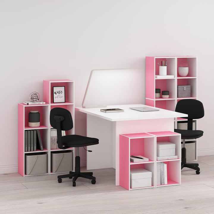Furinno Luder Bücherregal 30.5(W) x 53.9(H) x 23.7(D) cm Weiss/Rosa, 30.5(W) x 53.9(H) x 23.7(D) cm