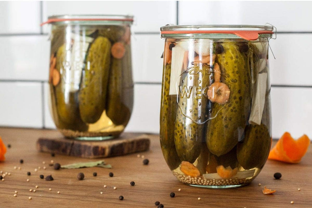 Weck - Grosse Gläser für Sauerteig - Starterglas mit Glasdeckel - Tulpenglas mit breiter Öffnung - W