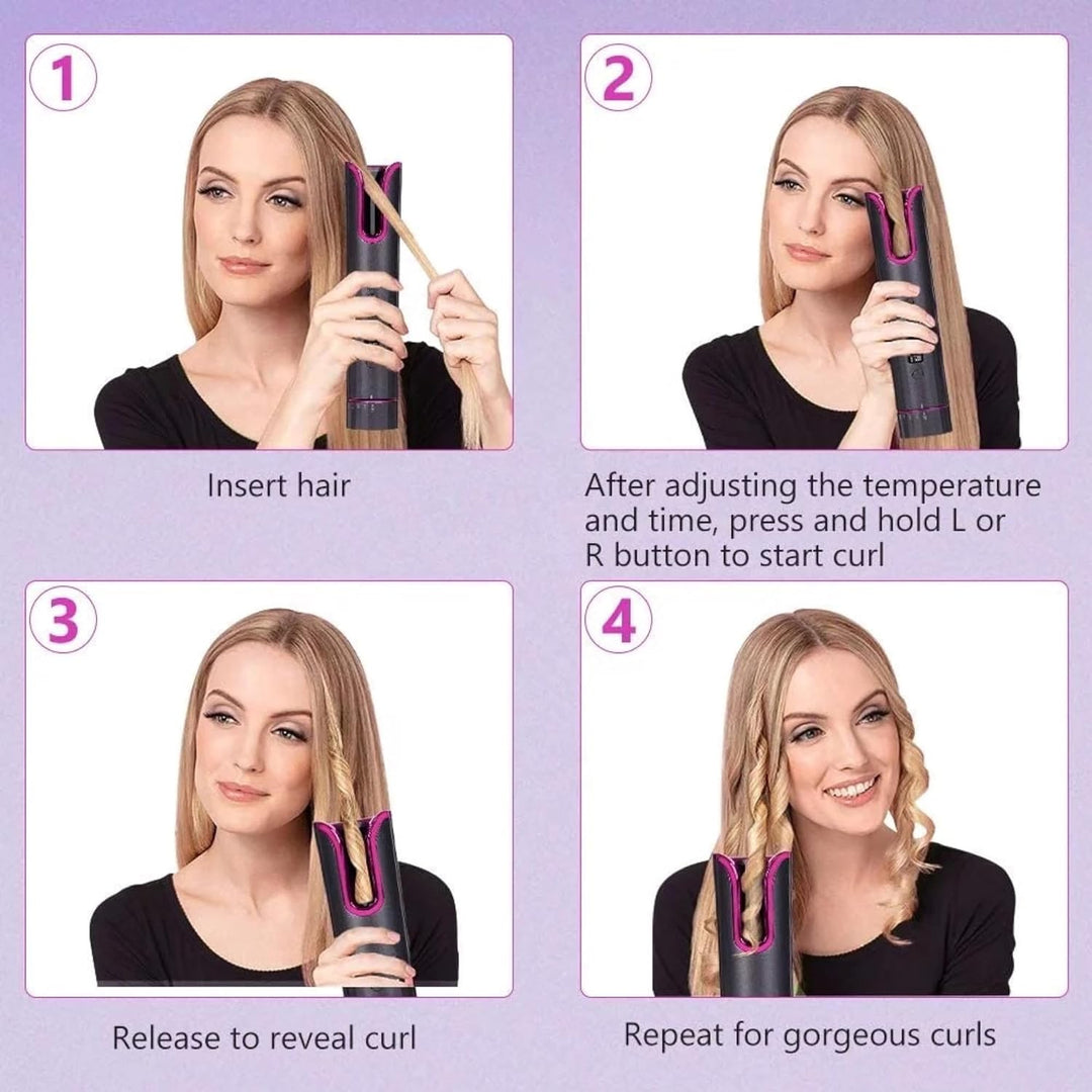 Lalano’S Cosmetics Automatischer Lockenstab – Kabelloser Smart Hair Curler mit LCD-Display, Keramikb