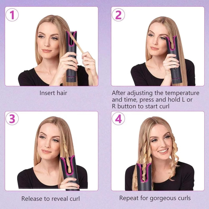 Lalano’S Cosmetics Automatischer Lockenstab – Kabelloser Smart Hair Curler mit LCD-Display, Keramikb