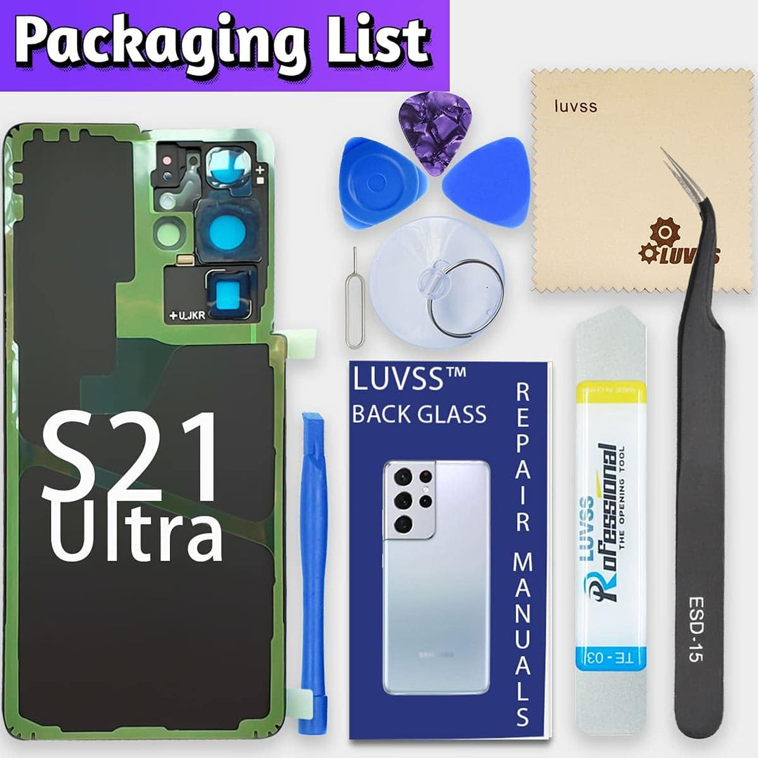 LUVSS Akkudeckel für Samsung Galaxy S21 Ultra SM-G998B Rückseite Glas Deckel Original Backcover Ersa