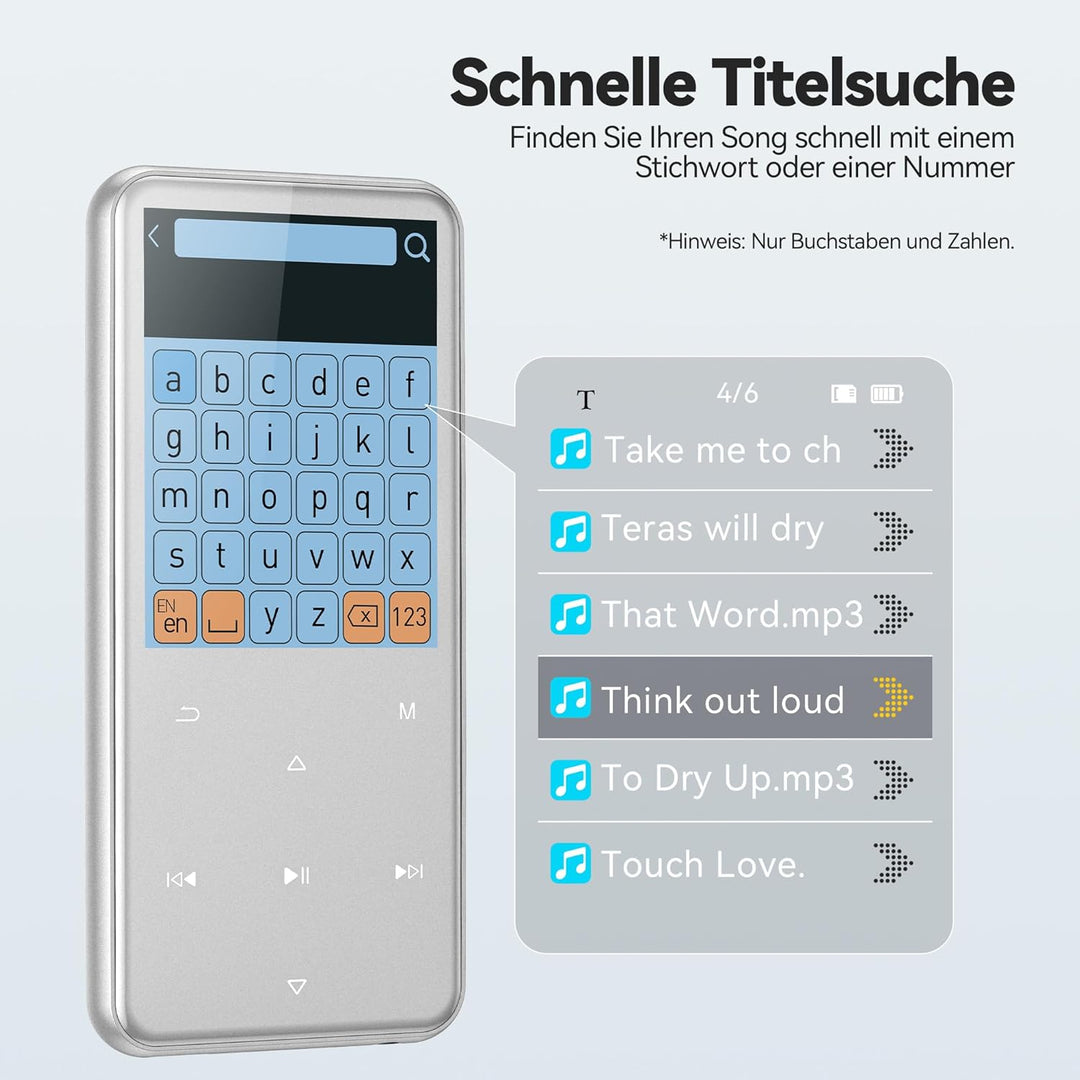 AGPTEK 64GB MP3 Player Bluetooth 5.3 mit 2,4" TFT Farbbildschirm, HiFi Musik Kinder MP3 Player mit L