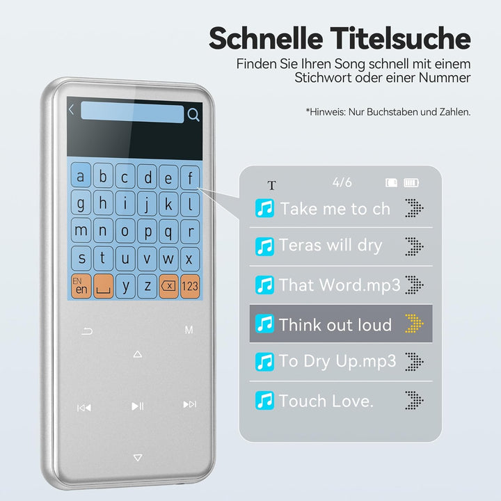 AGPTEK 64GB MP3 Player Bluetooth 5.3 mit 2,4" TFT Farbbildschirm, HiFi Musik Kinder MP3 Player mit L