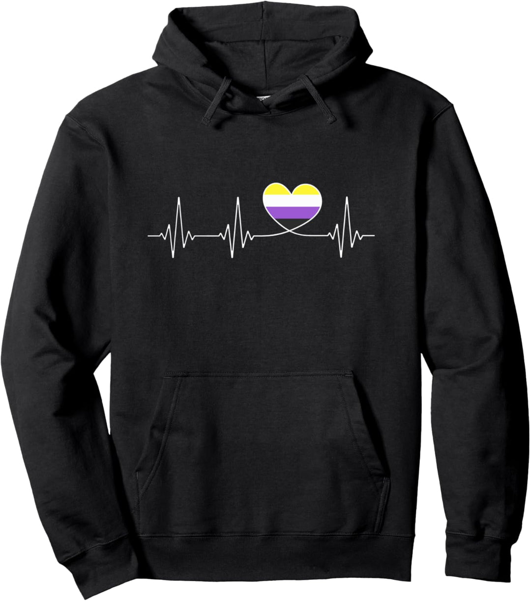 Non Binary Flagge Herz für Nichtbinär Genderfluid Pride Pullover Hoodie