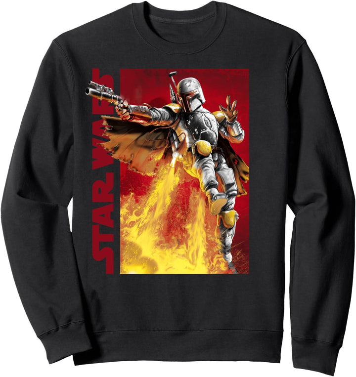 Star Wars Boba Fett Floating On Fire Poster Sweatshirt