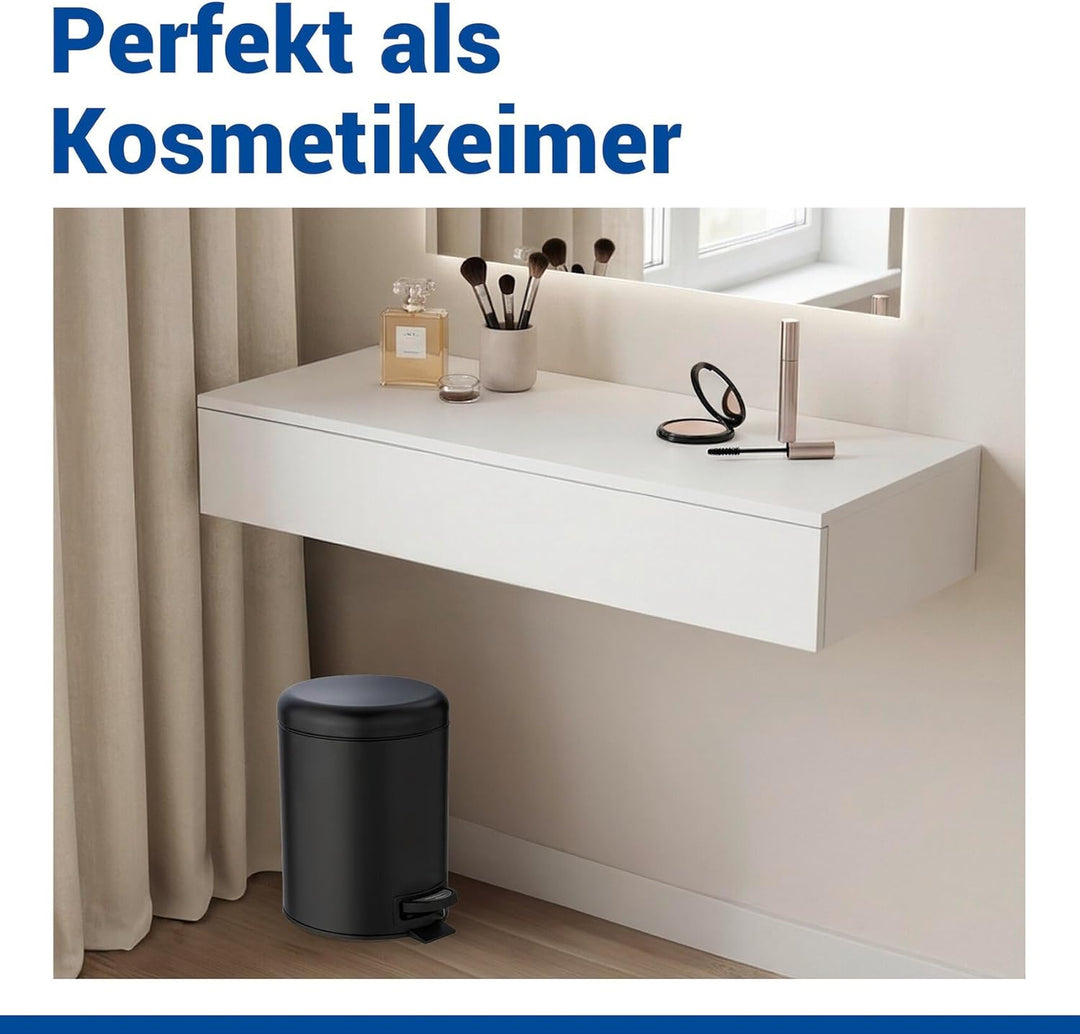 WENKO Treteimer Mod. Leman, 5 Liter, mit herausnehmbarem Einsatz, aus lackiertem Stahl, 21 x 24 x 28