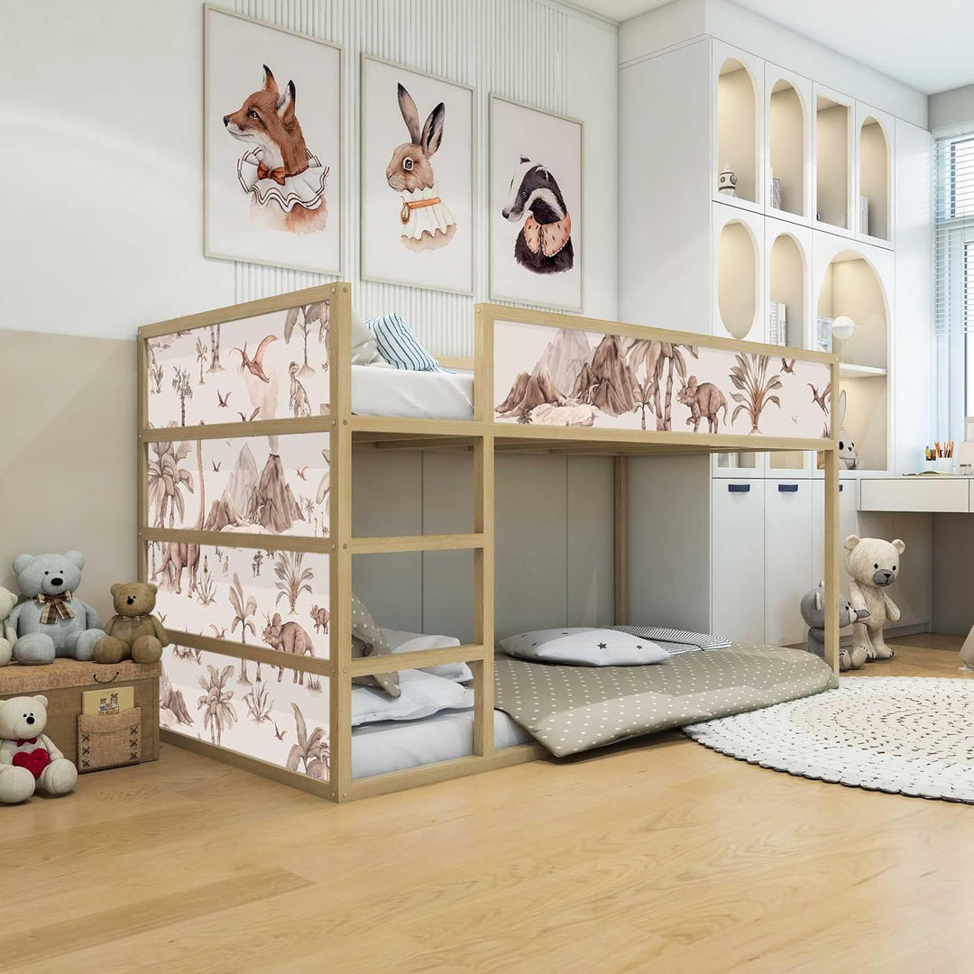WANDKIND Aufkleber für IKEA KURA Kinderbett Hochbett Klebefolie Möbelfolie Sticker Kinderzimmer Dino