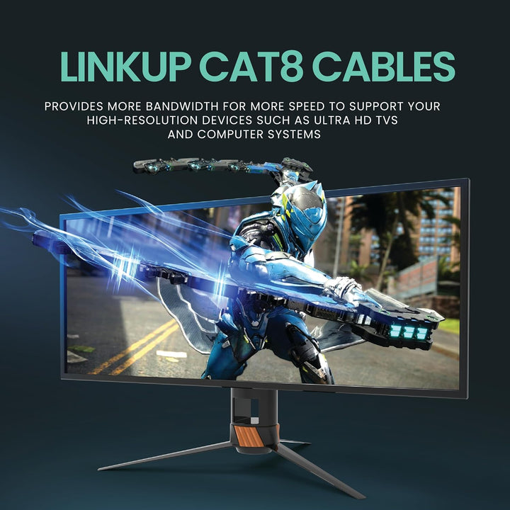 LINKUP - [40Gbps Zertifiziert Cat8-Ethernet-Patchkabel Doppelt Geschirmt┃2000MHz (2Ghz) Cat8.1┃Zukun