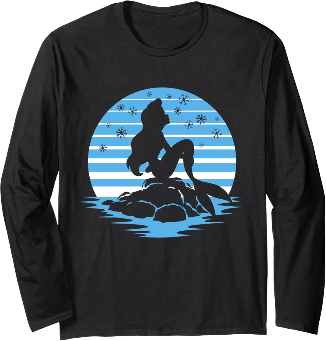 Disney Princess Ariel Blue Snowflake Holiday Silhouette Langarmshirt