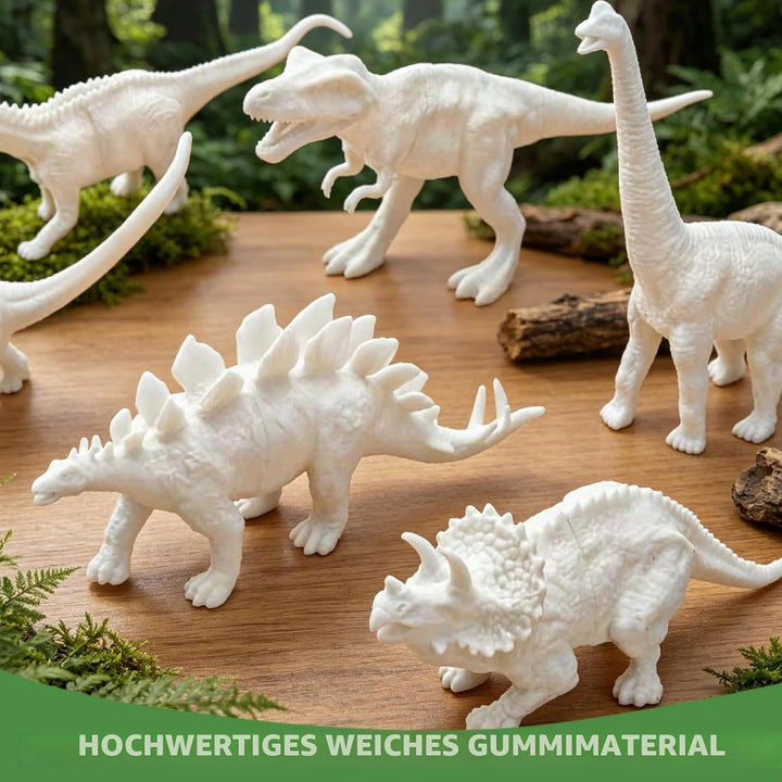 3D Dinosaurier Malset 12 Grosse Dinosaurier+18 Farben+3 Paletten+3 Pinsel Dino Geburtstag Deko Dino