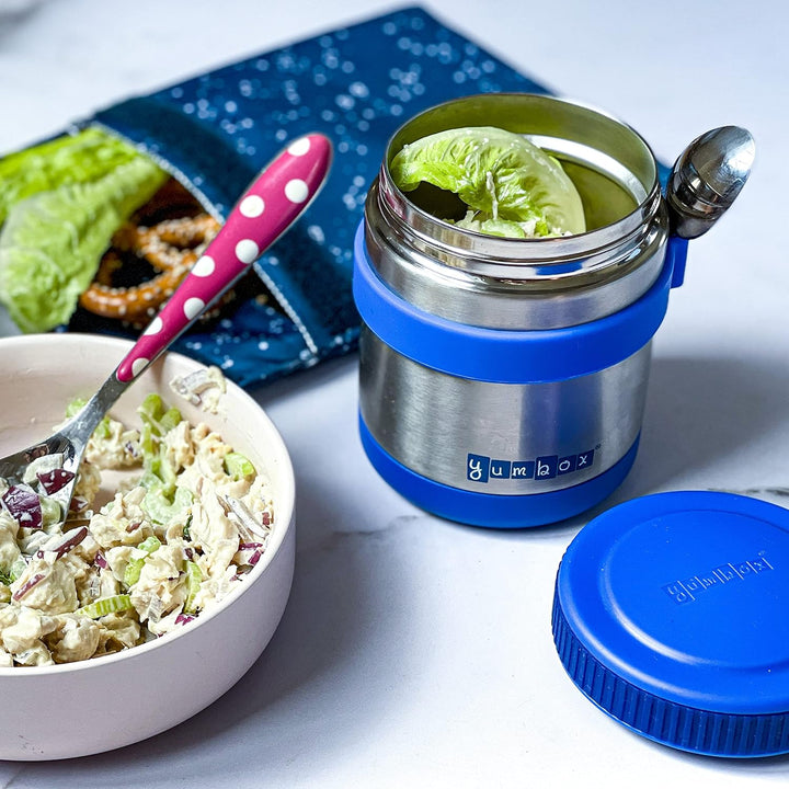 Yumbox Zuppa Thermobehälter Set, 420ml inkl. Edelstahl Löffel - für warmes Essen To Go Blau, Blu