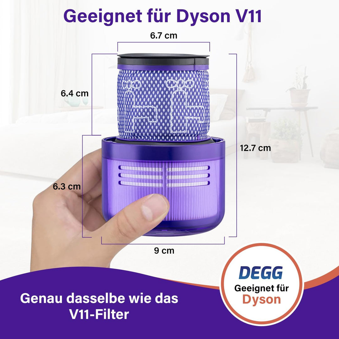 DEGG Hepa Filter - Kompatibel mit Dyson V11 & V15 - Waschbares Staubsaugerfilter - Ersatzfilter - Pe