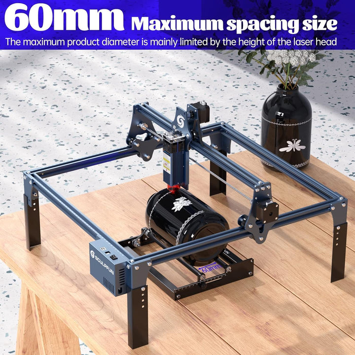 SCULPFUN Laser-Rotationswalze Rotary Roller Laser gravurmaschine Y-Achsen-Rotationswalze, 360°-Drehu
