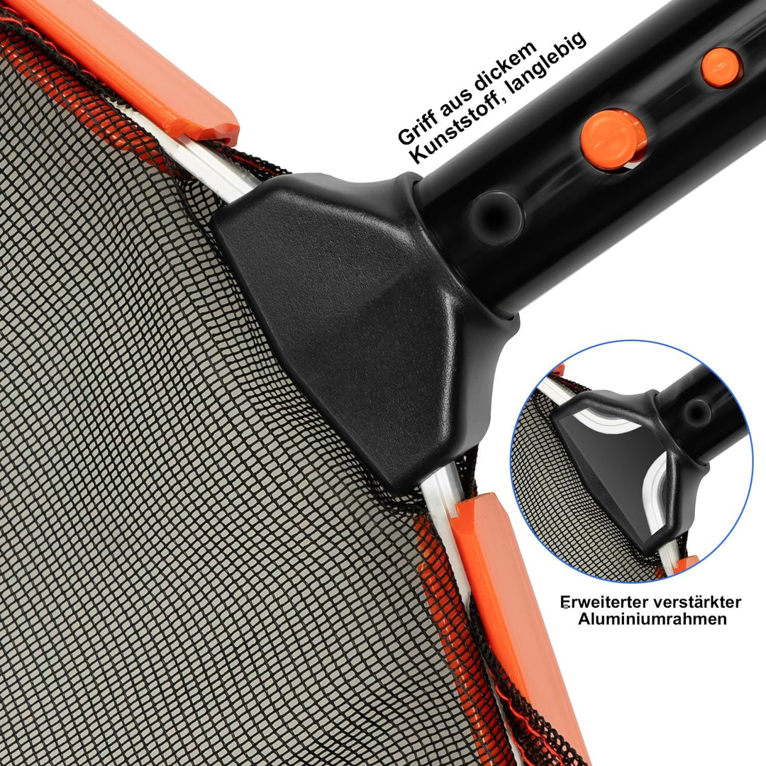 KGC Pool Kescher, Professionelles Poolkescher aus Metall, Doppelschichtiger Tiefenkescher mit Alumin