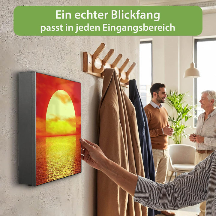 banjado Grosser Schlüsselkasten Metall - Schlüsselbox 30x30cm mit 32 Haken - Schlüsselkasten modern