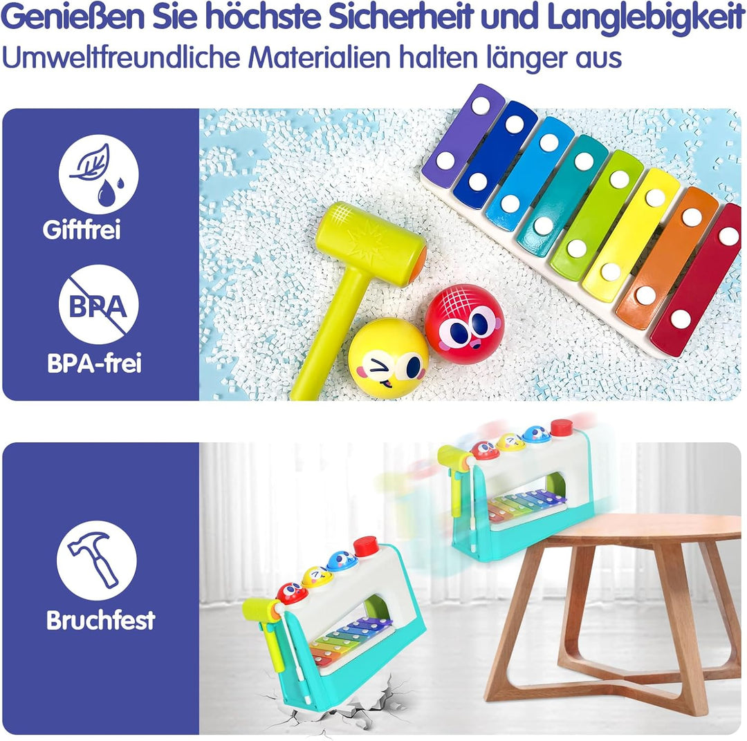HOLA Spielzeug ab 1 Jahr, Hammerspiel Xylophon Kinderspielzeug ab 1-2 Jahre Baby Geschenk für 1 Jahr