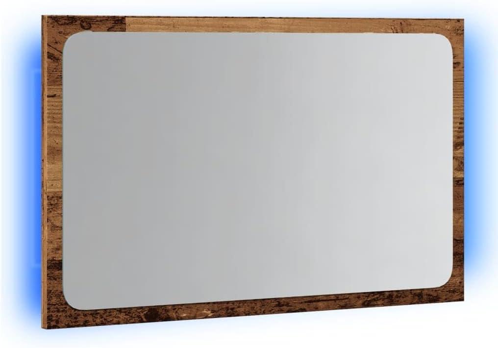 vidaXL Badspiegel mit LED-Leuchten Altholz-Optik 60x8,5x38 cm