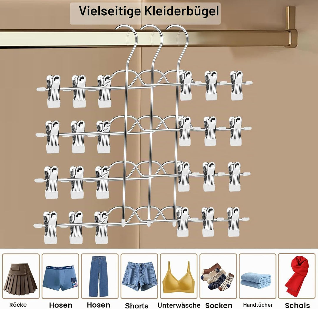 ABHENG Hosenbügel Kleiderbügel, Metall Kleiderbügel mit Anti-Rutsch für Hosen Röcke Socken Unterwäsc