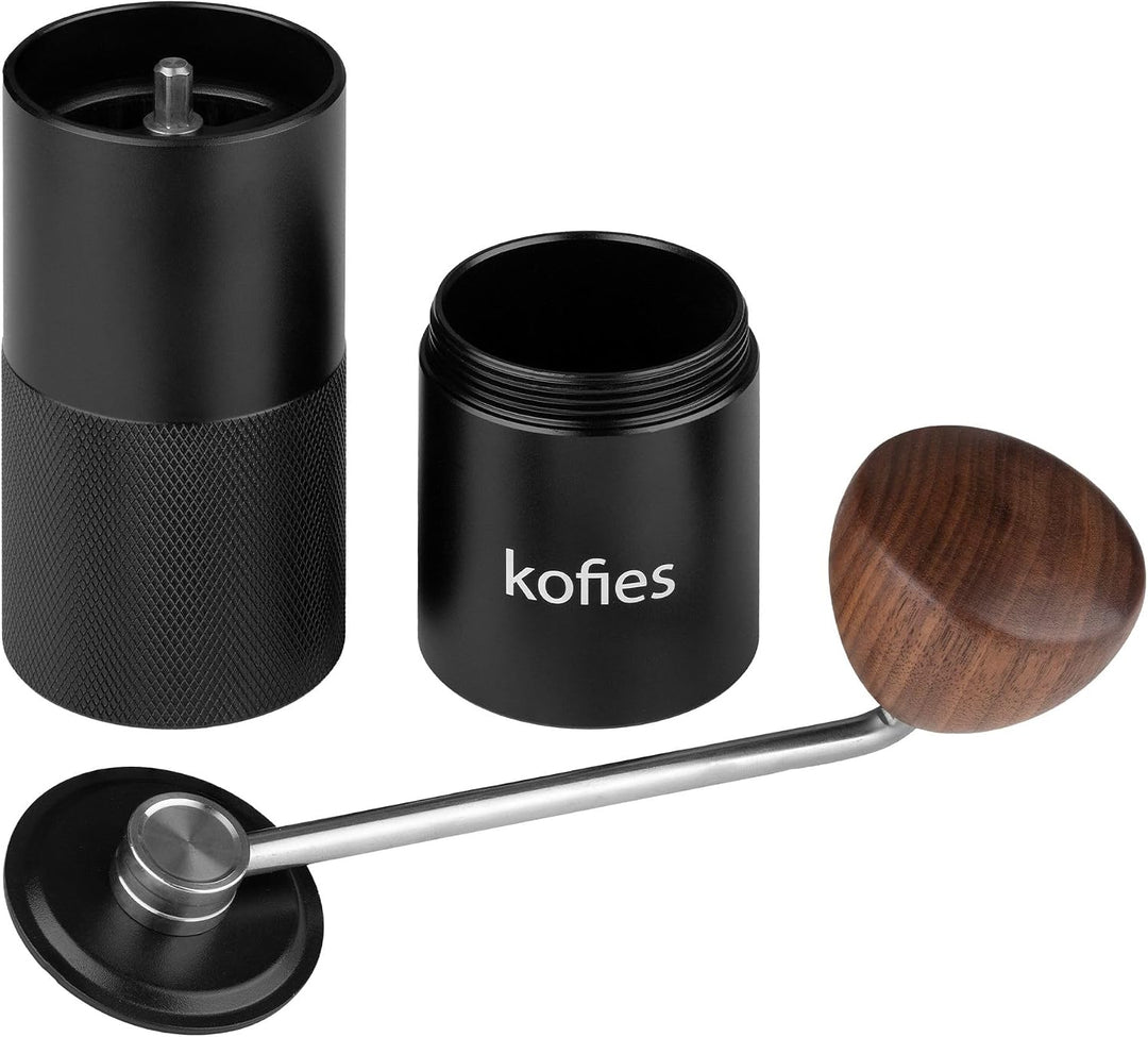 Handkaffeemühle mit Edelstahlmahlwerk und massivem Holzknauf