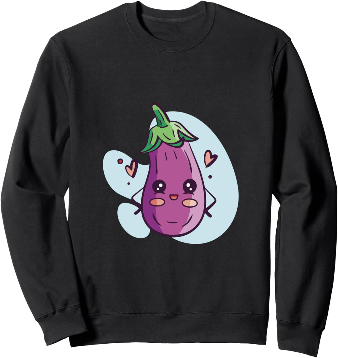 Kawaii Aubergine süsse japanische Feinschmecker-Grafik Sweatshirt