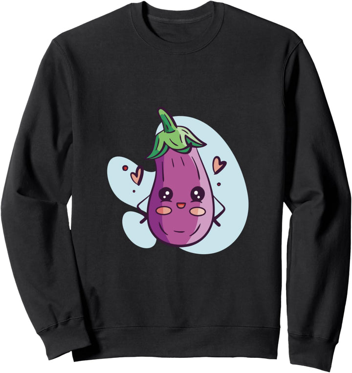 Kawaii Aubergine süsse japanische Feinschmecker-Grafik Sweatshirt
