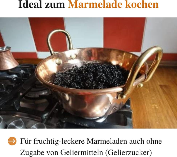 CopperGarden Sossen- & Marmeladentopf 3 Liter I Kochtopf aus Kupfer mit 24 cm Durchmesser I grosser