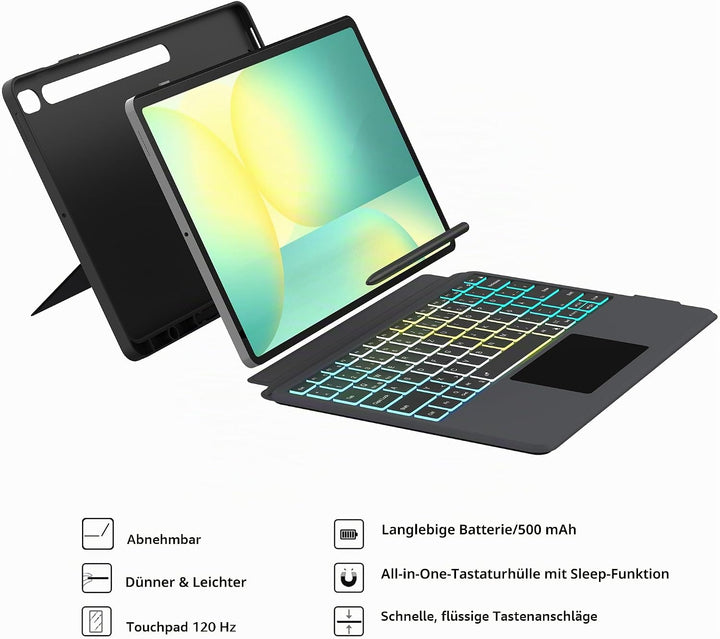 Ai Key Tastatur für 13.1" Samsung Galaxy Tab S10 FE+ Plus : DEX-Modus mit einem Klick, Auto Aufwache