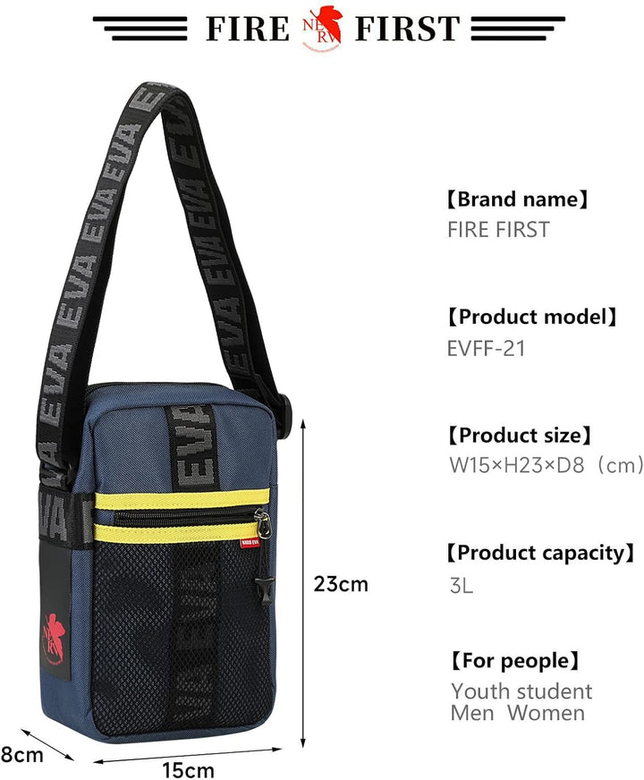 FIREFIRST x RADIO EVA - Evangelion Mini Shoulder Bags Schule Schultertaschen Blau W15×H23×D8（cm）, Bl