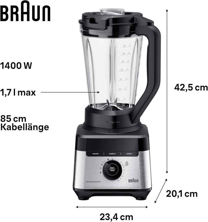 Braun PowerBlend 7 – Hochleistungs-Standmixer mit 30.000 U/min für cremige Smoothies, Shakes & Sauce