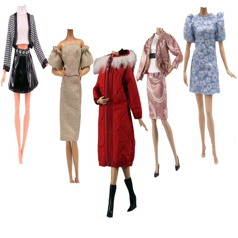Puppenkleidung, 5 Sets, modische Outfits, Herbstkleider, Herbstkleidung, Windbreaker, Hose, Schuhe,