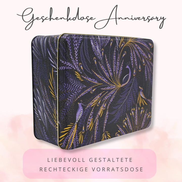 MediMuc Geschenkdose Design Sara Miller Liebevoll gestaltete rechteckige Vorratsdose Motiv Anniversa