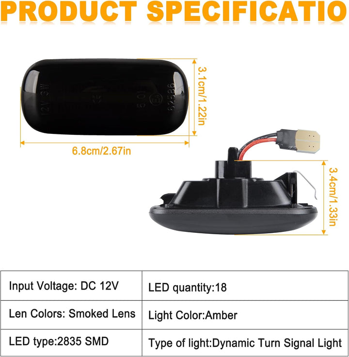 OZ-LAMPE LED Blinker Seitenblinker für Audi A3 S3 8P A4 S4 RS4 B6 B7 A4 B8 A6 S6 RS6 C5 C7 A8 D3 TT