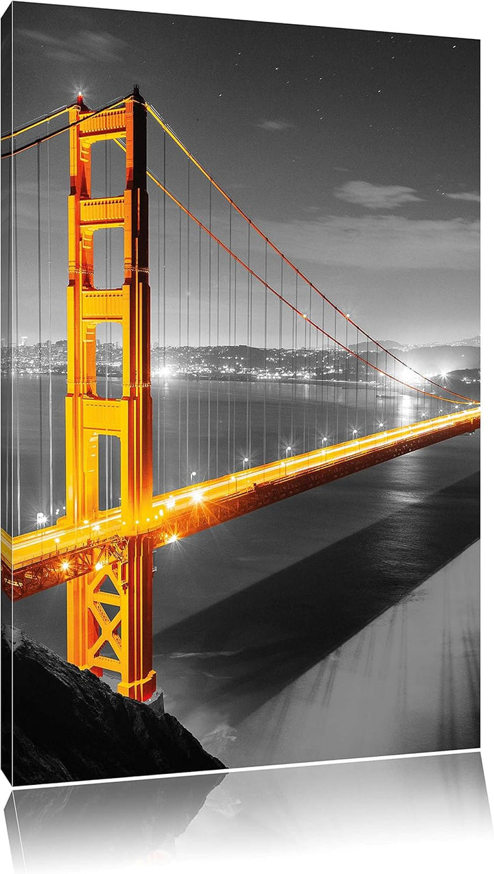 Pixxprint riesige Golden Gate Bridge als Leinwandbild/Grösse: 100x70 / Wandbild/Kunstdruck/fertig be