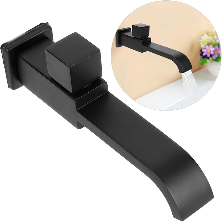 Waschtischarmatur - G1/2 Wandwaschbecken Waschbeckenarmatur Kaltwasserhahn Badzubehör Mattschwarz