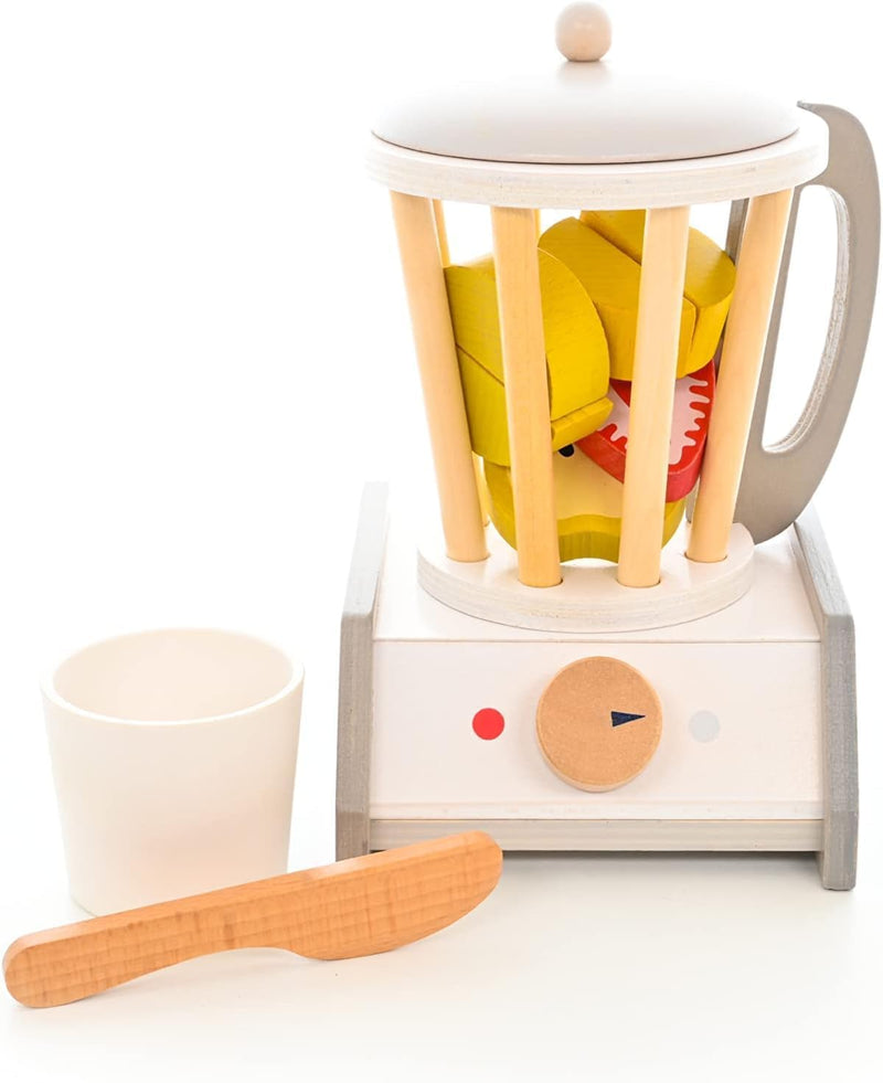 EverEarth Kinder Smoothie Mixer Spielset mit Früchten und Zubehör - Kindermixer Holzspielzeug Set fü