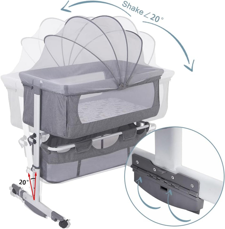 Babywiege, Beistellbett Babyfaltbar, tragbar, für Reisen, mit Moskitonetz, 3-in-1, höhenverstellbar