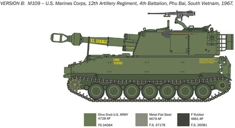 Italeri 6589 6589S 1:35 M-109/A2-A3G Haubitze-originalgetreue Nachbildung, Modellbau, Plastik Bausat