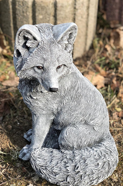 stoneandstyle Steinfigur grosser Fuchs Gartenfigur frostfest wetterfest Steinguss