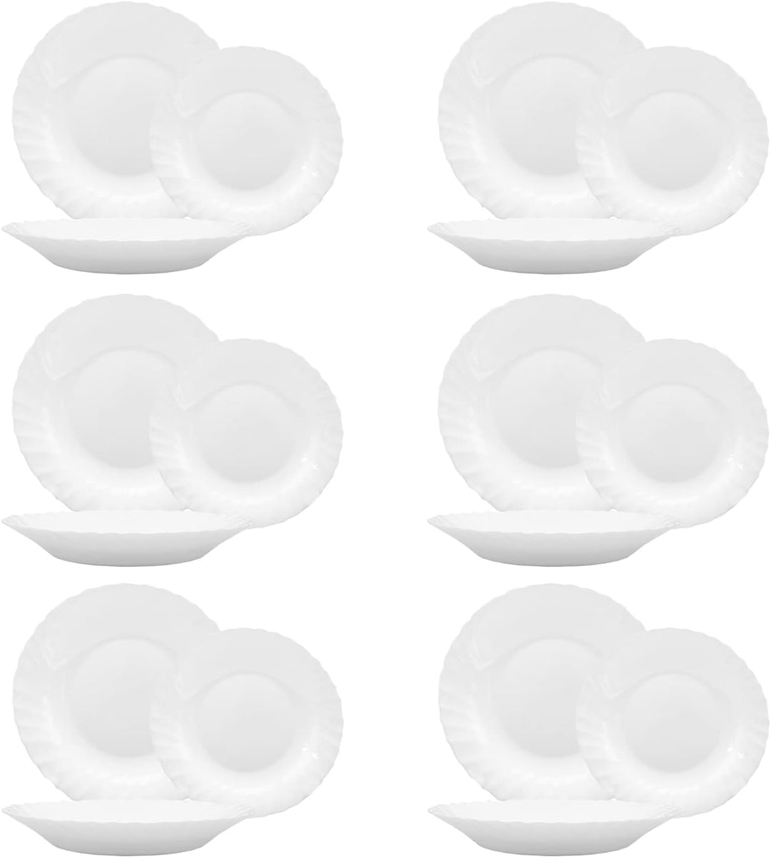 LGVSHOPPING Tafelservice Bormioli Prima Weiss 18 Stück für 6 Personen Arcopal