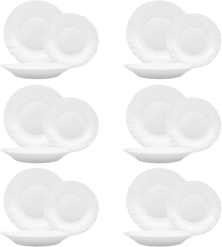 LGVSHOPPING Tafelservice Bormioli Prima Weiss 18 Stück für 6 Personen Arcopal
