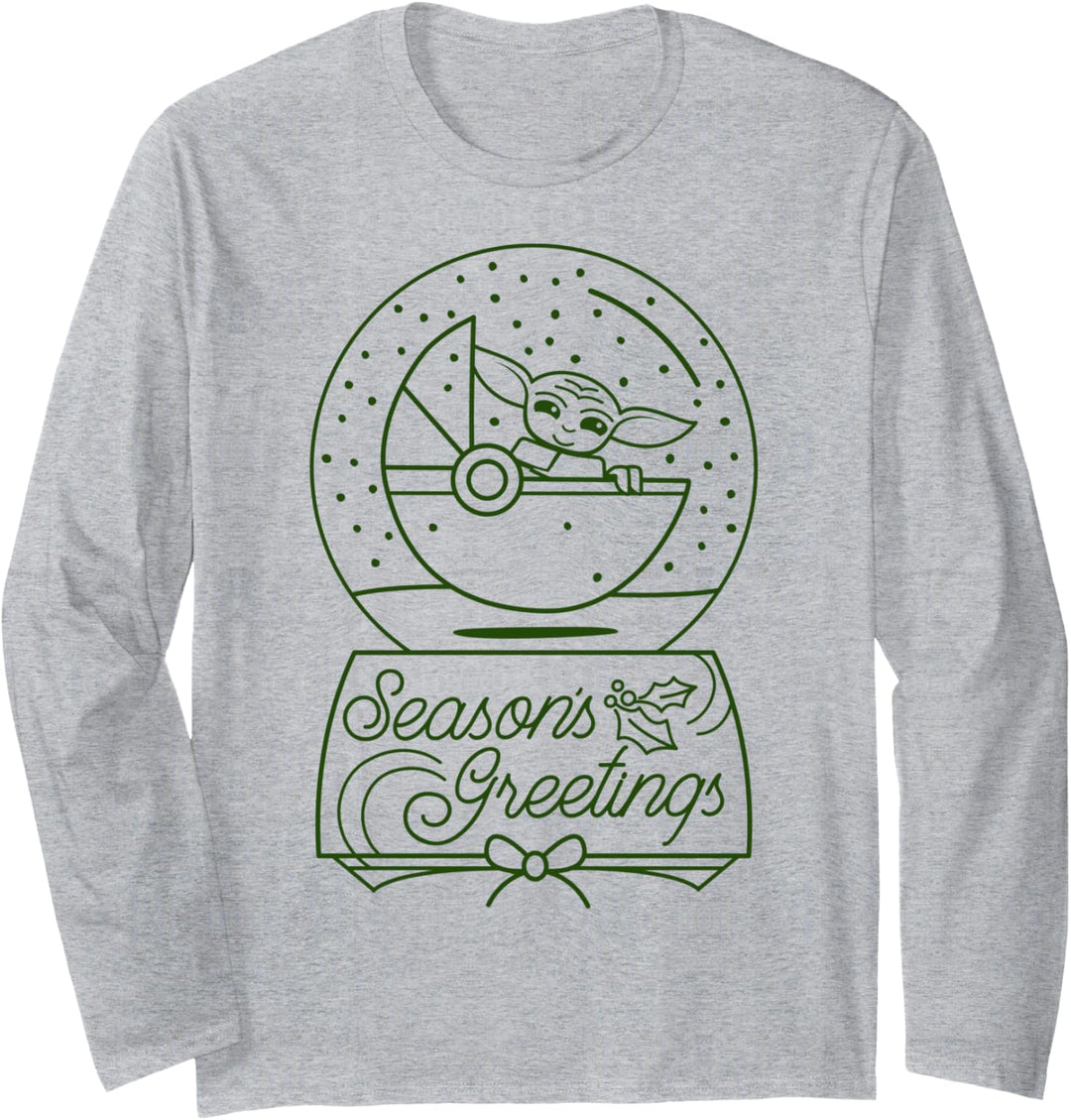 Star Wars Christmas The Child Season's Greetings Snow Globe Langarmshirt