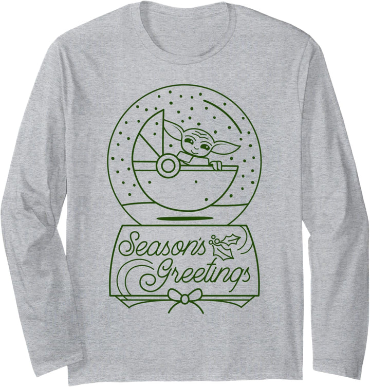 Star Wars Christmas The Child Season's Greetings Snow Globe Langarmshirt