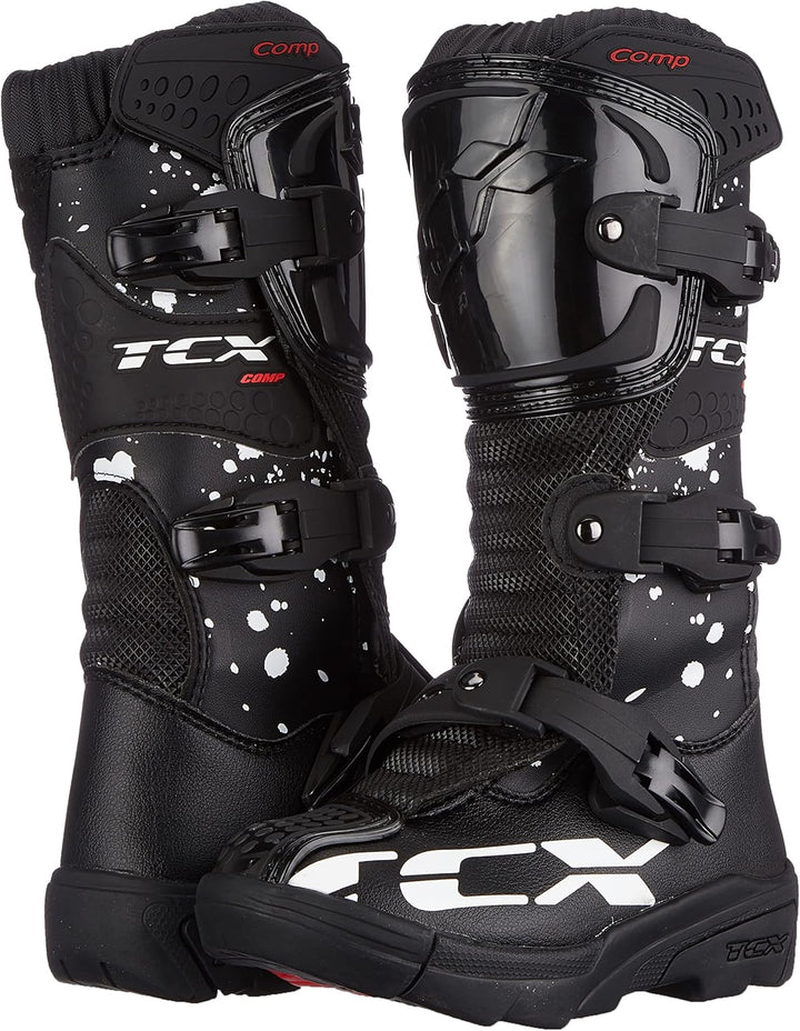 TCX Herren Motorcycle Boot 33 EU Scharwz Weiss, 33 EU Scharwz Weiss