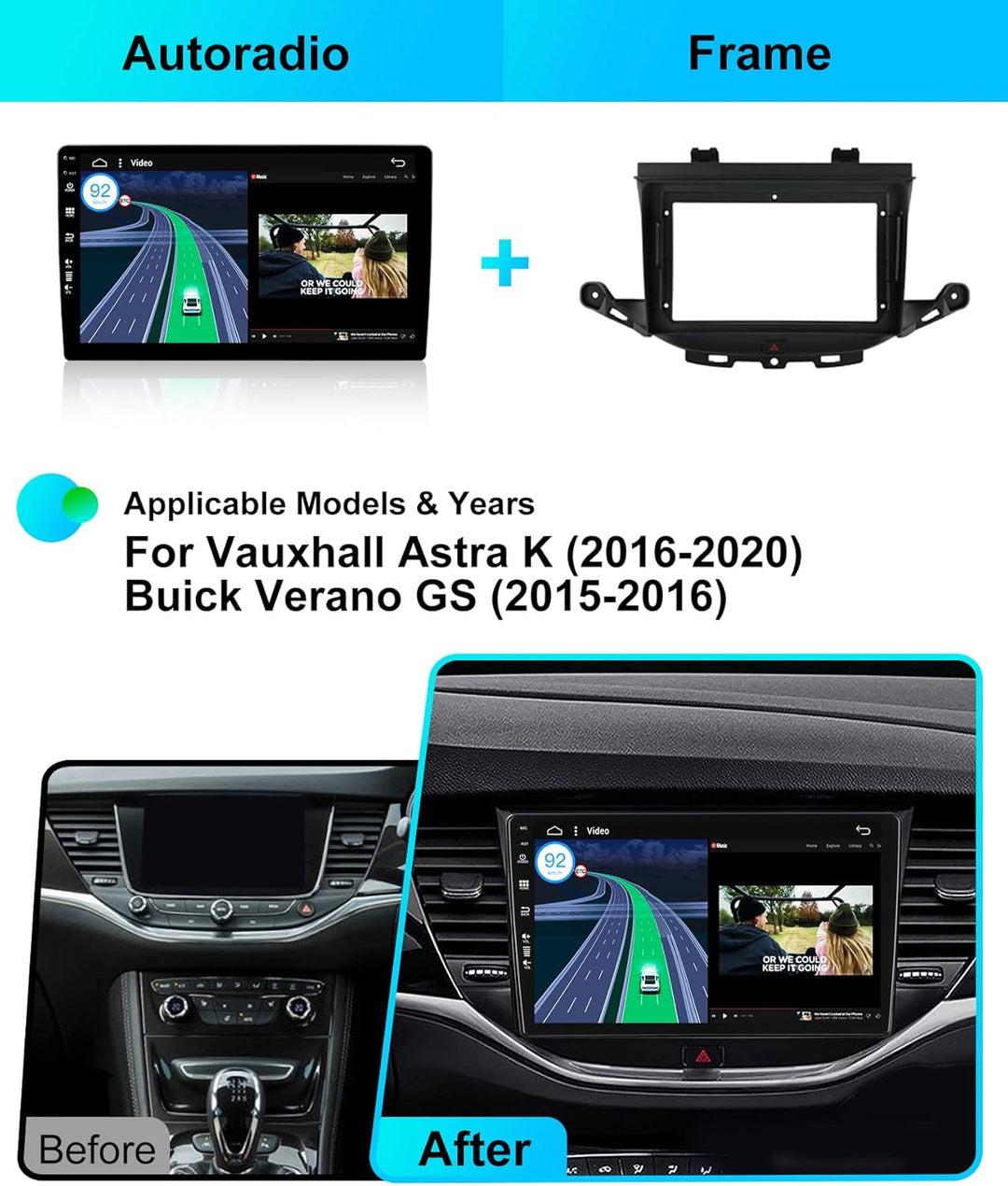 6G+128G - Android 12 IPS Autoradio Passt für Vauxhall Astra K/Buick Verano GS (2016-2020) - Kabellos