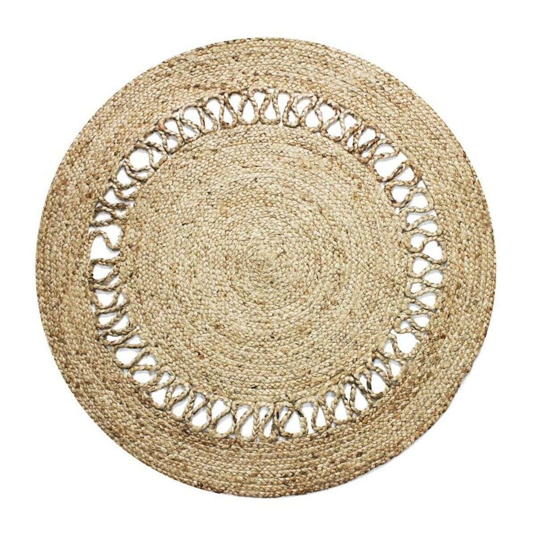 The Deco Factory Funny Jute – Teppich, rund, Jute, Wellenform, Natur, Durchmesser 120 cm