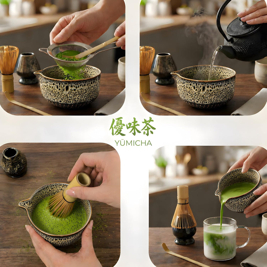 Matcha-Set, 10-teilig, Koffer, Grün, Service schwarz Tasche Grün/Service Schwarz 10, Tasche Grün/Ser