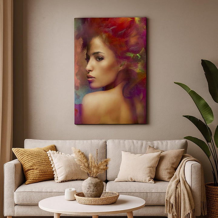 Bilder auf Leinwand 55x100cm Leinwandbild mit Rahmen frau gesicht Gross Wanddeko Bild Schlafzimmer K