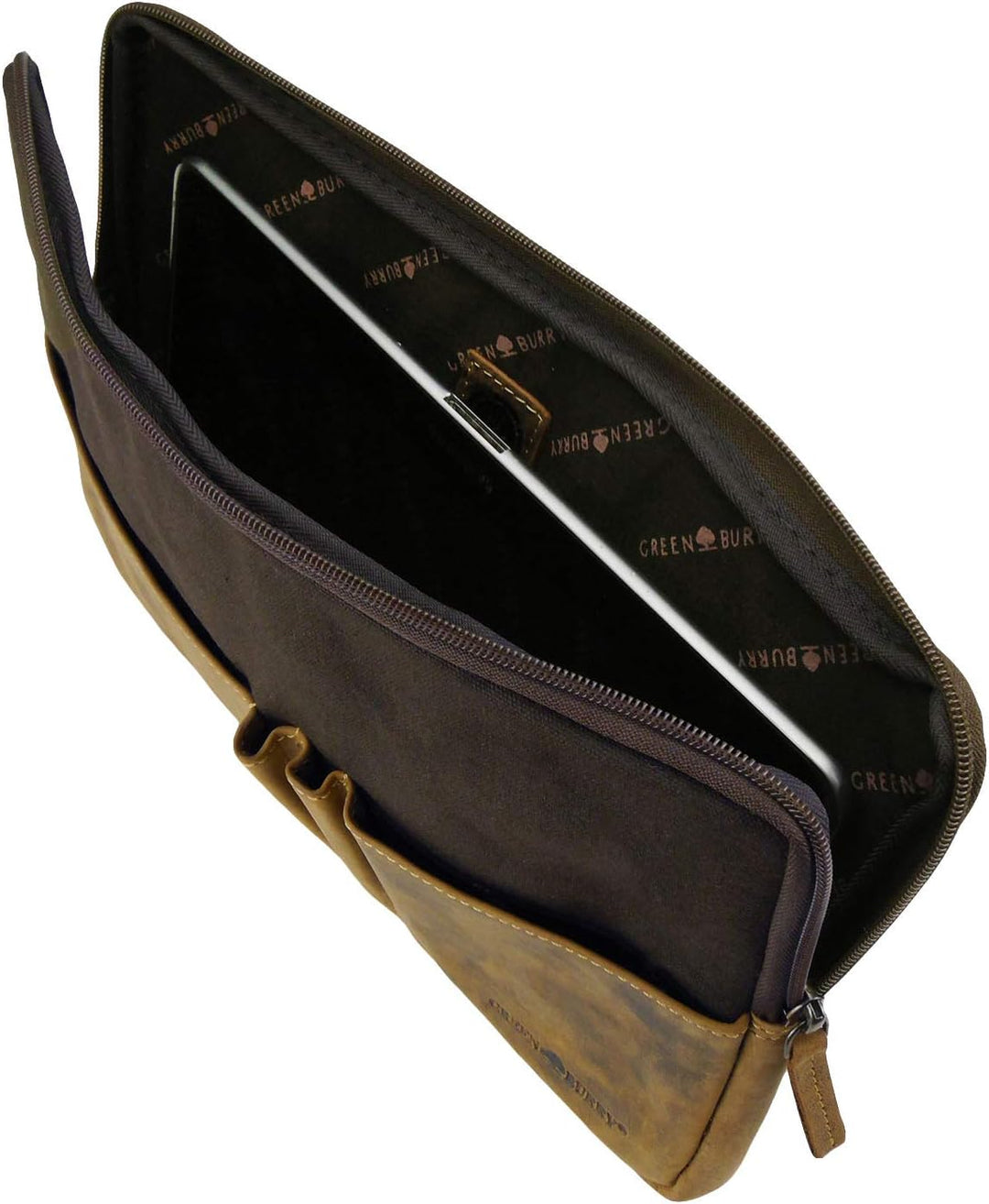 Greenburry Tasche für Tablet Notebook Dokumente 13" Leder Canvas braun Vintage